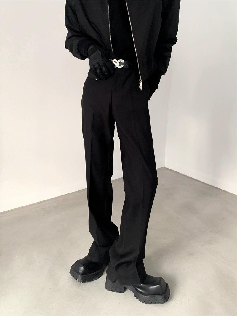 Black Straight-leg Classic Pants