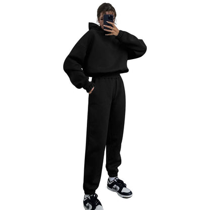 Autumn Winter Color Hooded Long Sleeve Sweater Clothing Trousers Suit