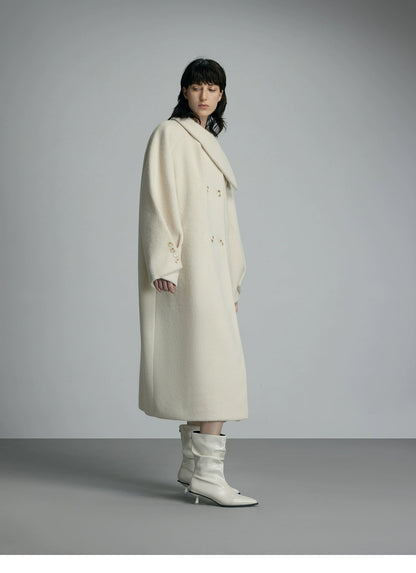 Oversized Cream Wool Winter Coat