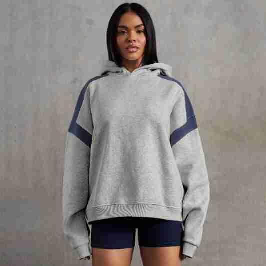 Early Autumn Contrast Color Drop Shoulder High End Clothing Varsity Jacket Brand Hoodie Hooded Sweatshirt Outer