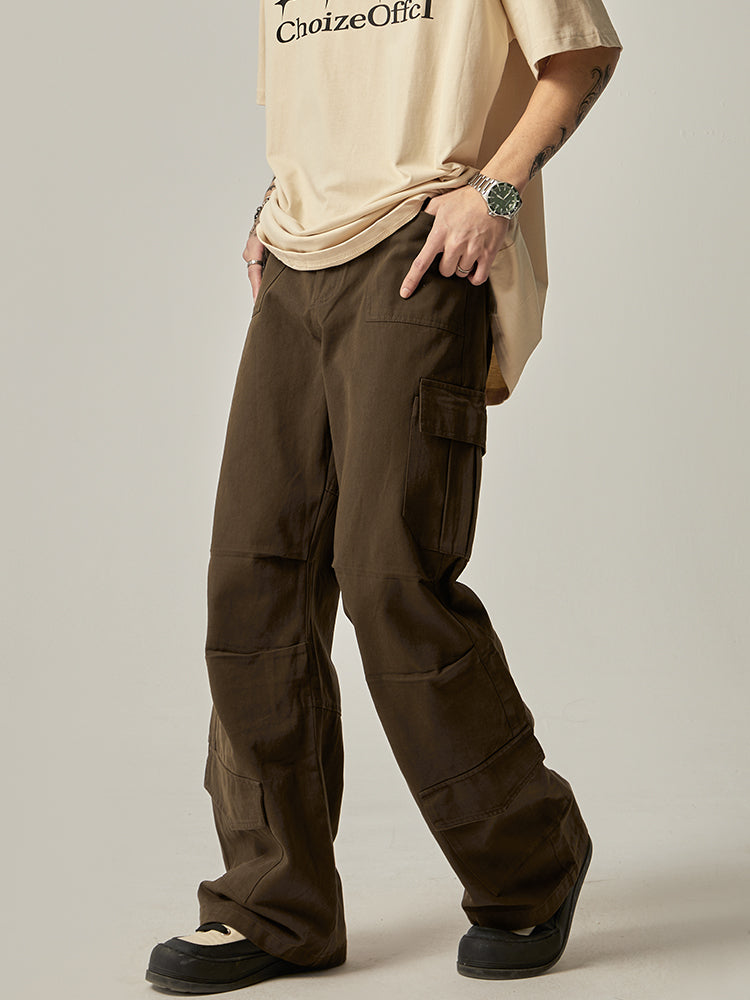 Brown Military Wide Cargo Pants