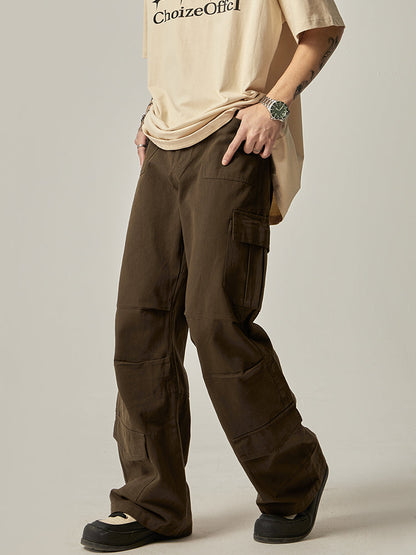 Brown Military Wide Cargo Pants