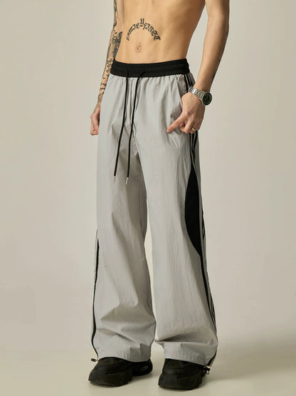 Wide-leg Contrast Stripe Track Pants