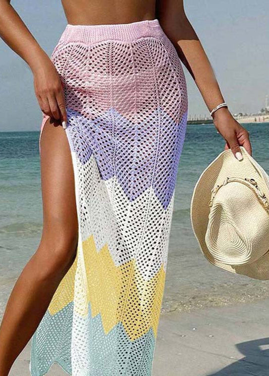 Sunset Tide - Crochet High-slit Maxi Skirt