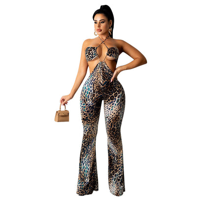Clothing Cutout Halter Jumpsuit Trousers Bell Bottom Pants