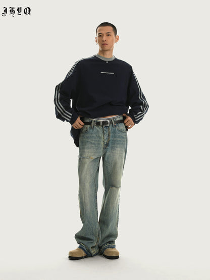 Beadwork Washed & Distressed Long Sleeve T-shirt
