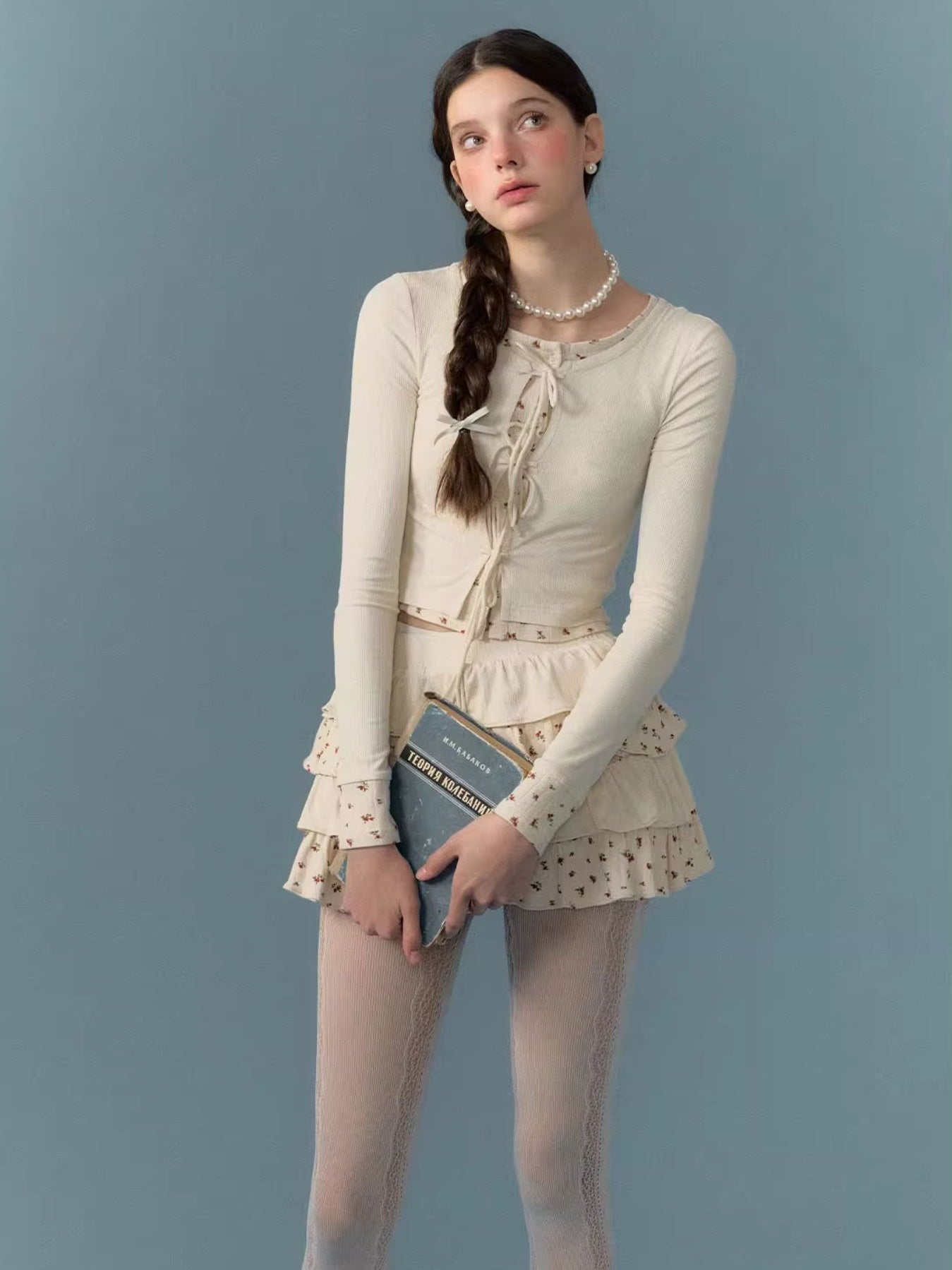 Splicing Strap Cardigan & Cake Skirt