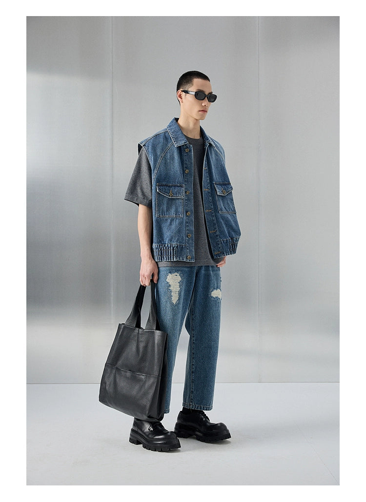 Distressed Patchwork Cropped/short Pants