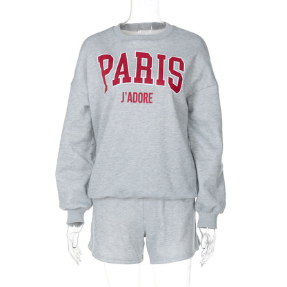 Printed Sweater Two Piece Set Autumn Winter Long Sleeve Round Neck Set