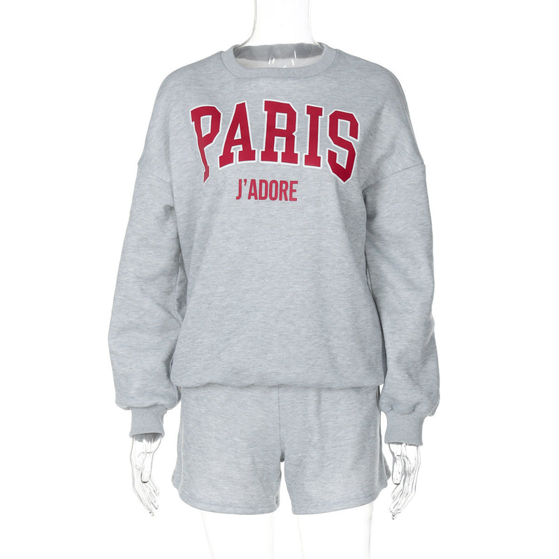 Printed Sweater Two Piece Set Autumn Winter Long Sleeve Round Neck Set