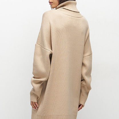 Autumn Winter Turtleneck Sweater Mid Length Thickened Russia Long Sleeved Knitwear