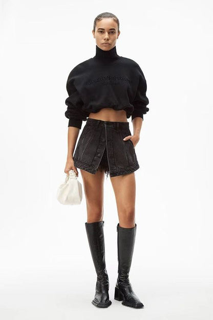Denim Fake Mini Skirt