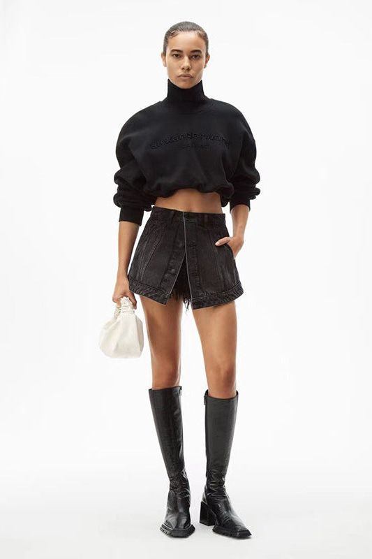 Denim Fake Mini Skirt