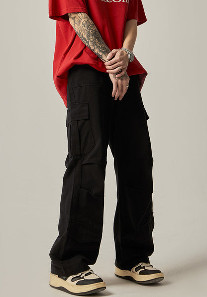 Brown Military Wide Cargo Pants