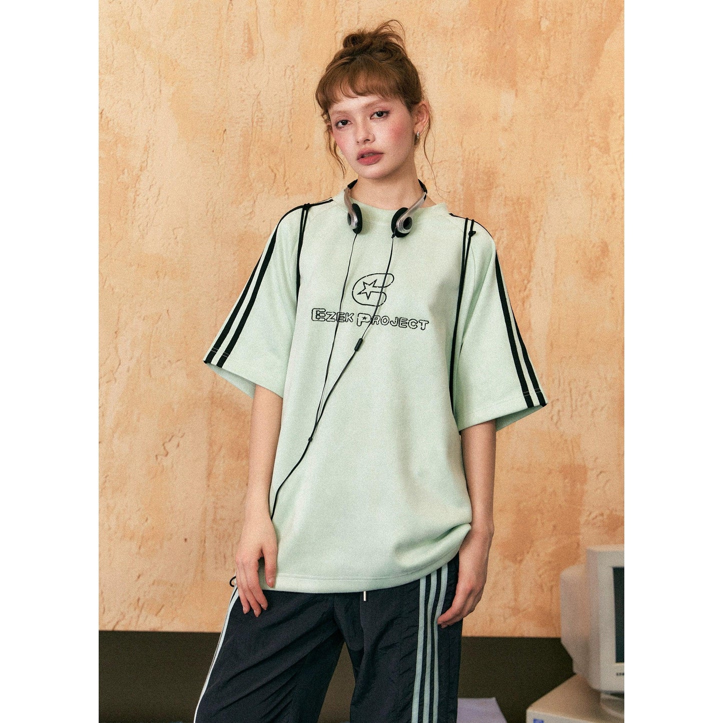 Ezek Free Project Sporty Two-piece Set - Graphic T-shirt and Wide-leg Track Pants
