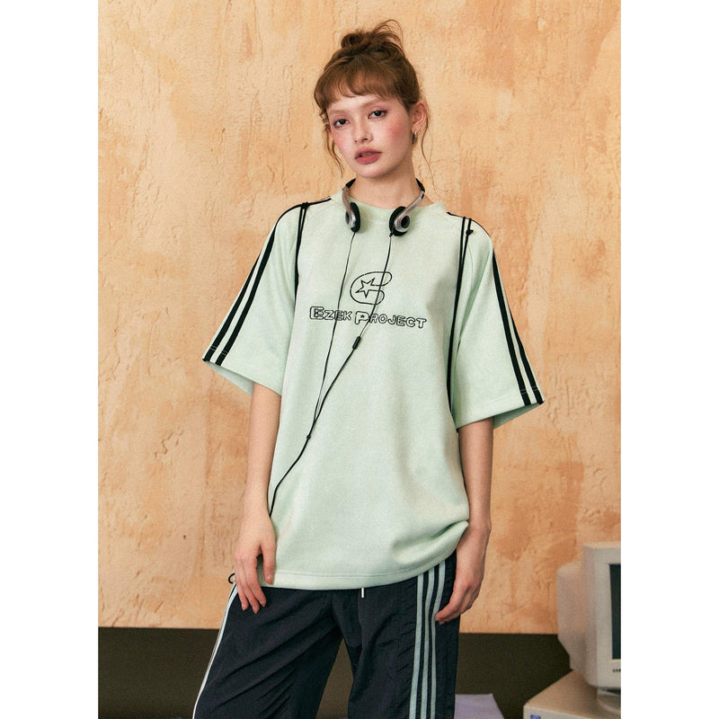 Ezek Free Project Sporty Two-piece Set - Graphic T-shirt and Wide-leg Track Pants