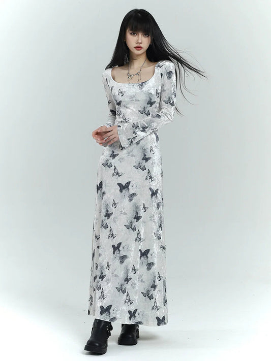Butterfly Velvet Maxi Dress