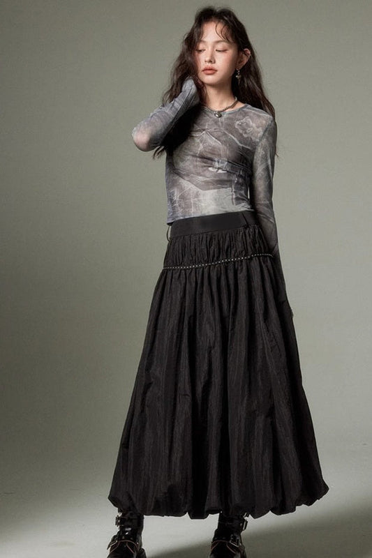Ruffled Flowing Maxi Skirt
