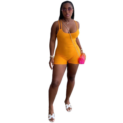 Shoulder Strap Sports Romper Tight Vest Summer Romper