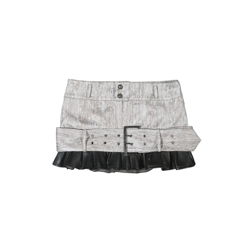 Ariadnaw Grunge Layered Mini Skirt With Matching Leg Warmers - Gray/black ()