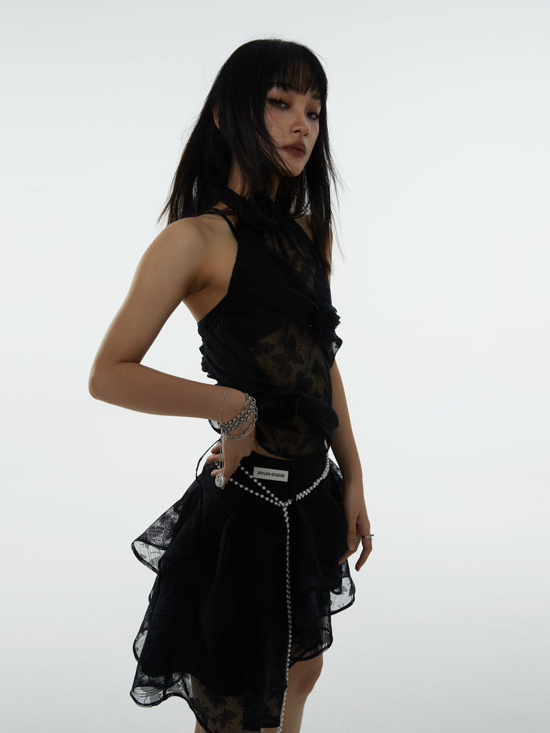 Rose Jacquard Fluffy Skirt - 3d Dimensional Design