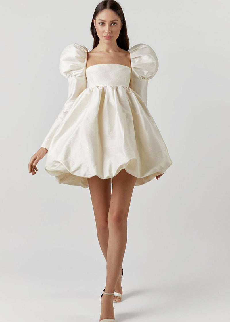 Opulent Puff-sleeve Mini Dress