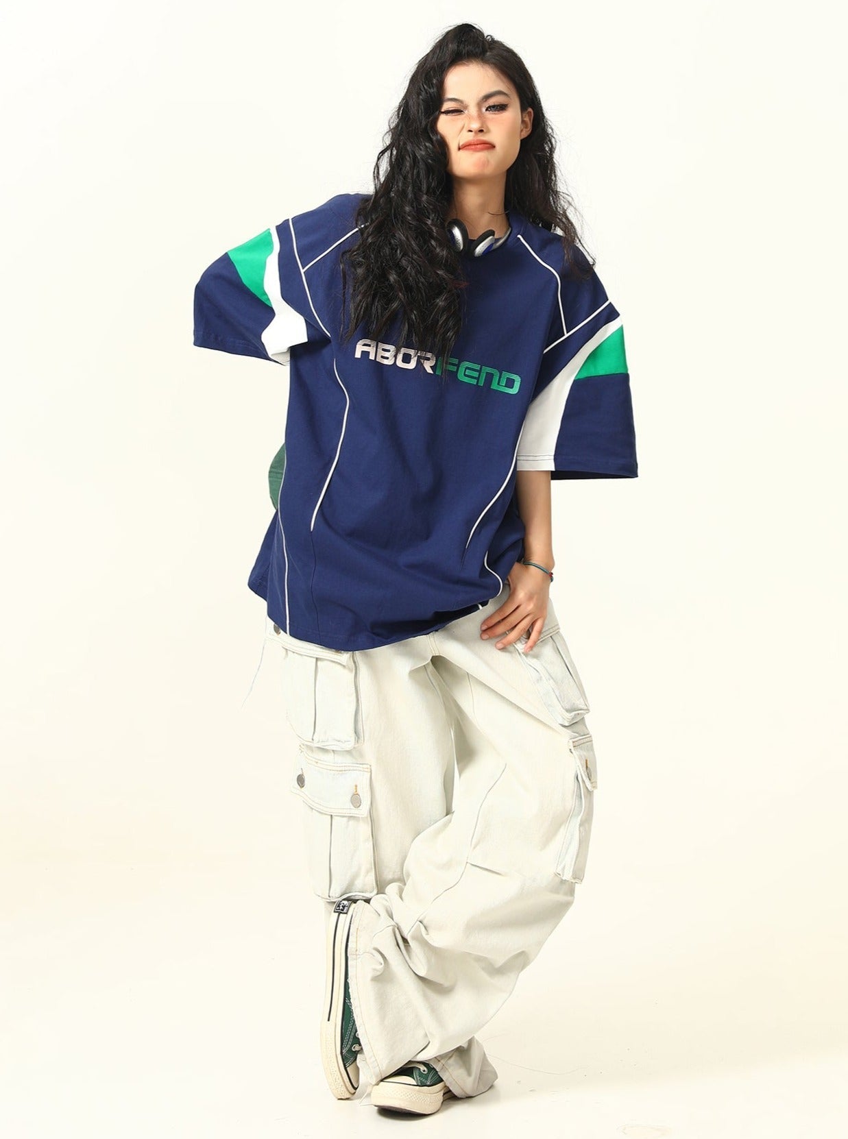 Sporty Retro-futuristic Oversized T-shirt