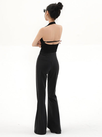 High-waisted Flared Yoga Pants - Black Stretchy Bell Bottom Leggings