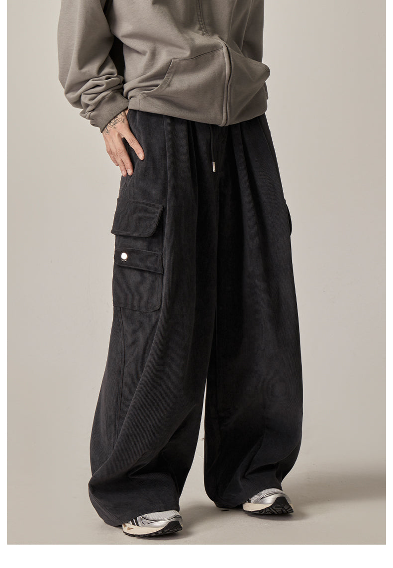 Black Baggy Drawstring Cargo Pants