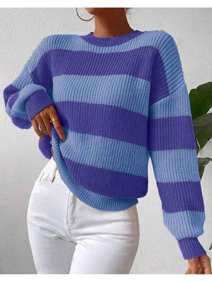 Striped Long Sleeve Crew Neck Sweater