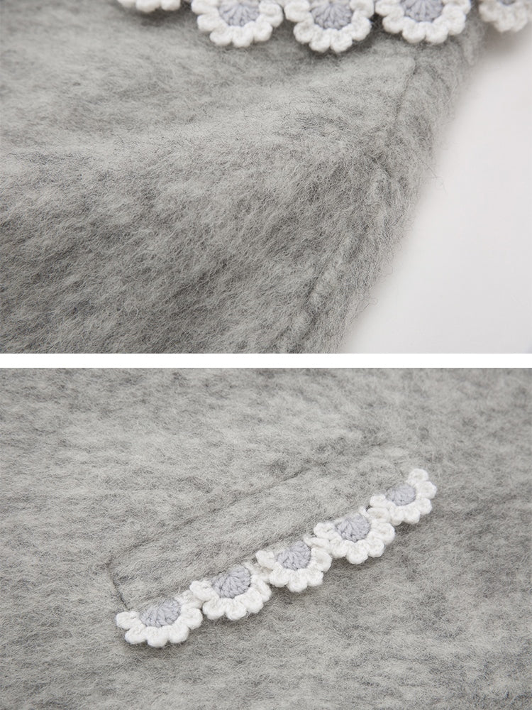 Wool Coat With Lace Lapel