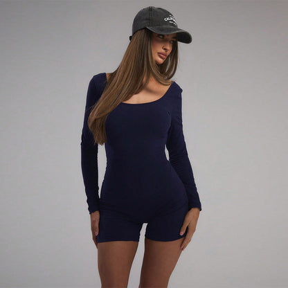 Clothing Minimalist Jumpsuit Autumn Winter Backless Comfortable Belly Contracting Tight Shorts