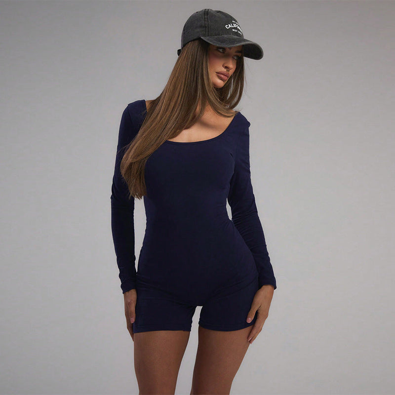 Clothing Minimalist Jumpsuit Autumn Winter Backless Comfortable Belly Contracting Tight Shorts