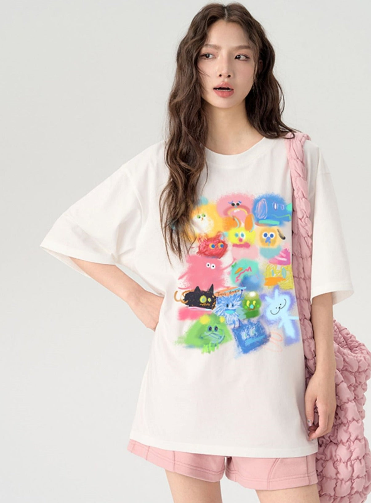 Inkjet Color Graffiti Print T-shirt
