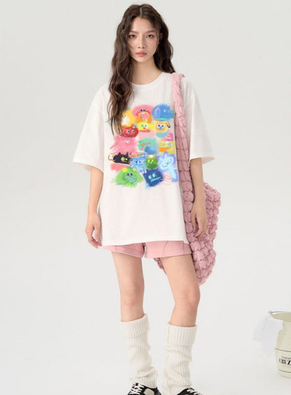 Inkjet Color Graffiti Print T-shirt
