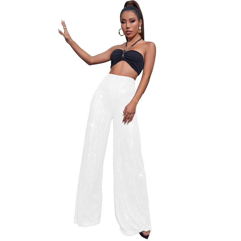 Sequined Loose Drape Pants