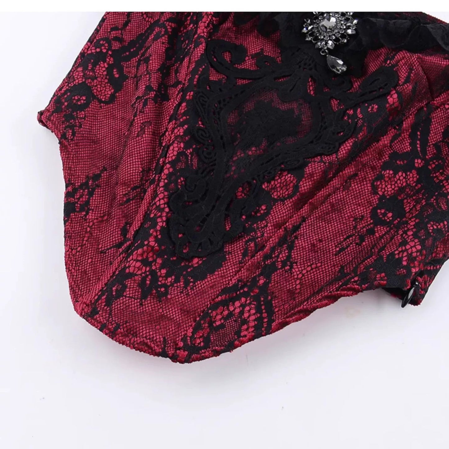 Wannathis Gothic Velvet Ensemble - Off-shoulder Lace Bodysuit With Mermaid Maxi Skirt