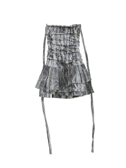 Tie-dye Elastic Tube Top Jumpsuit Dress