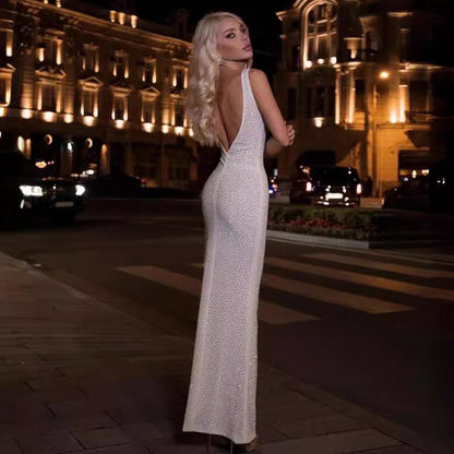 Stretchy Long Dress Backless Party Prom Dress