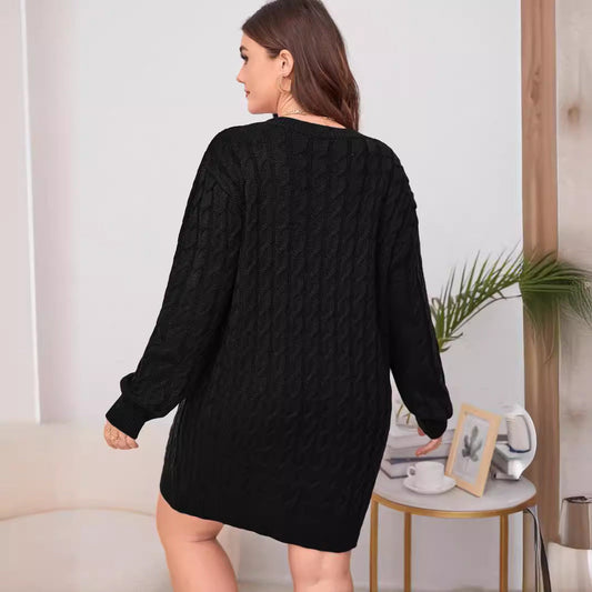 Sweater Dress Clothing Custom One Piece Woolen V Neck Knitted Dress No Belt