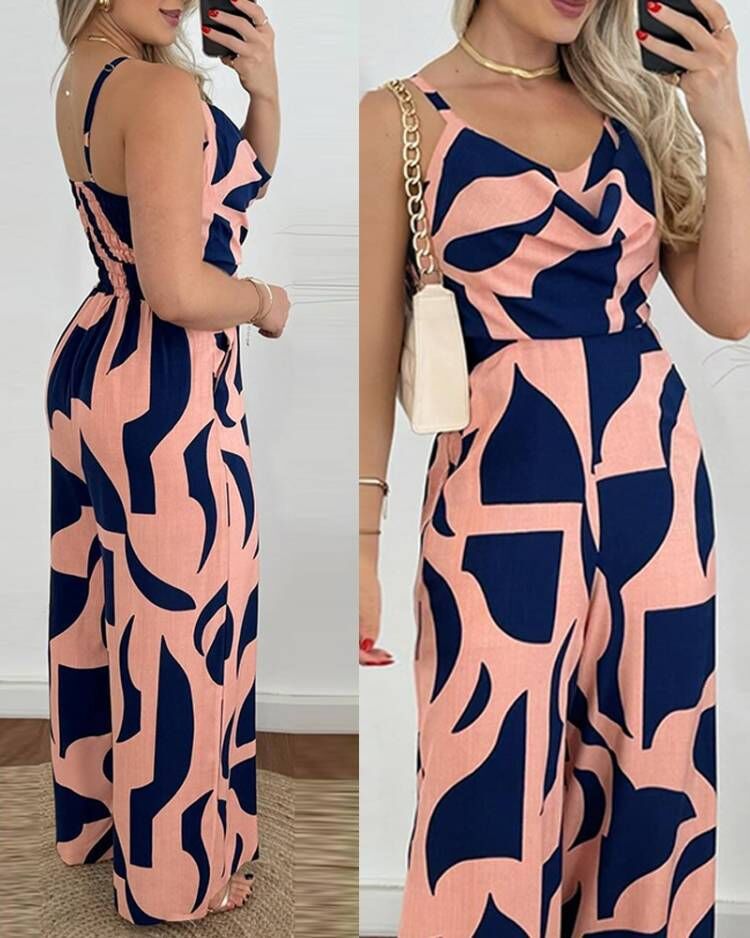 Clothing Summer Printed Suspender Trousers Jumpsuit
