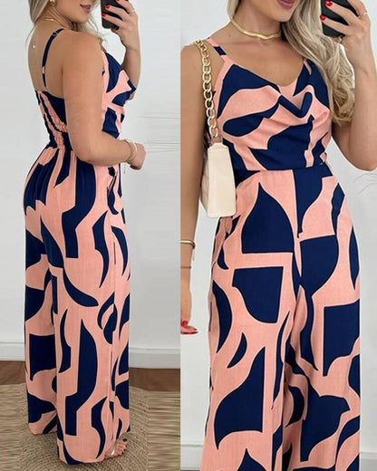 Clothing Summer Printed Suspender Trousers Jumpsuit