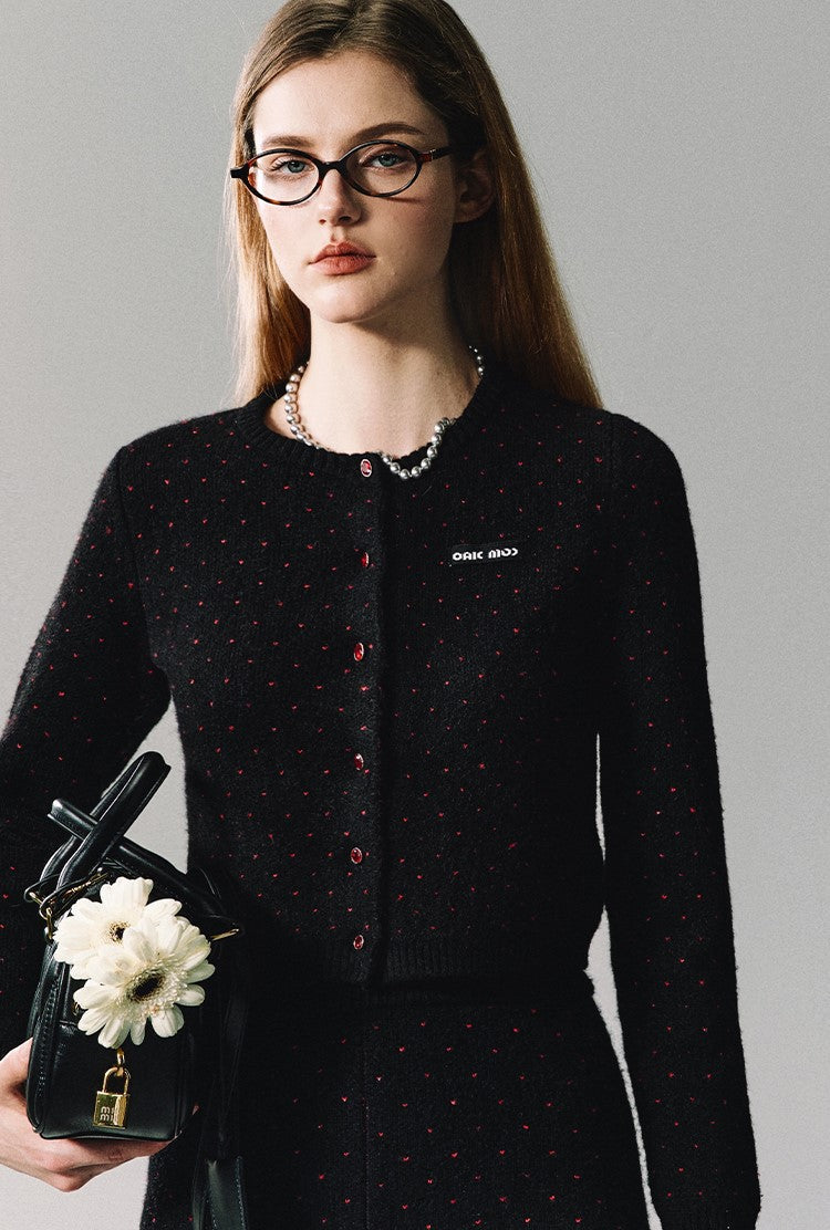 Polka Dot Knit Cardigan/short