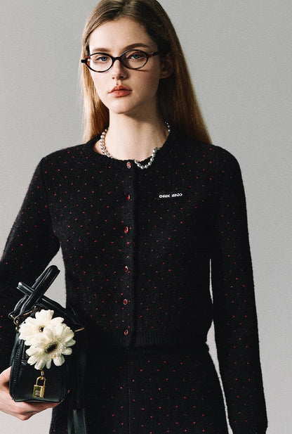 Polka Dot Knit Cardigan/short