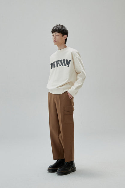Retro Color Block Rubber Print Crewneck Sweatshirt