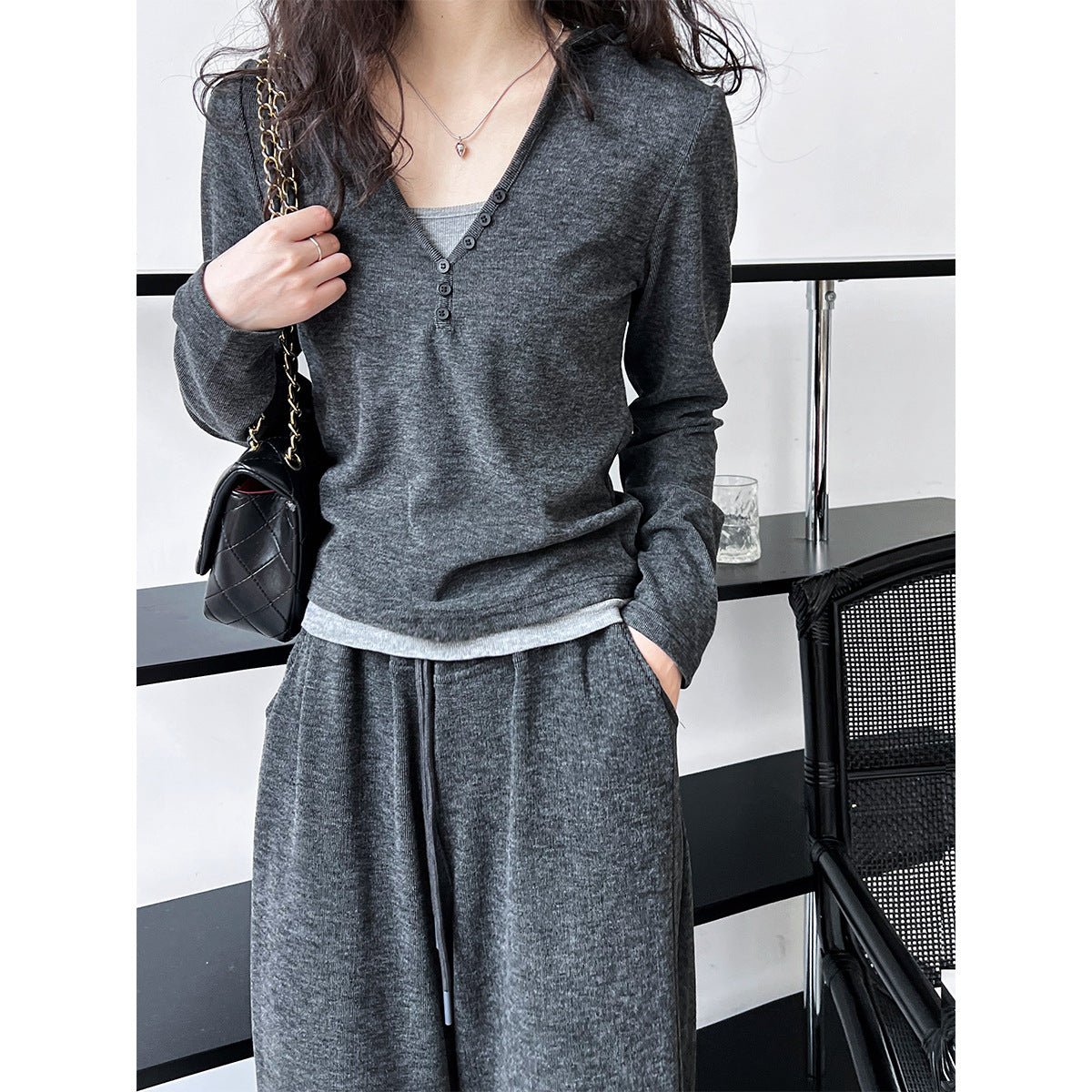 Early Autumn Bandage Dress Sports Suit Hooded Sweater Camisole Wide Leg Pants Three Piece Set