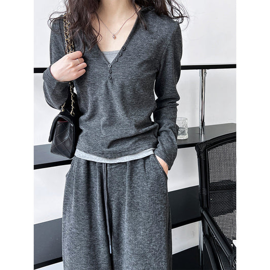 Early Autumn Bandage Dress Sports Suit Hooded Sweater Camisole Wide Leg Pants Three Piece Set