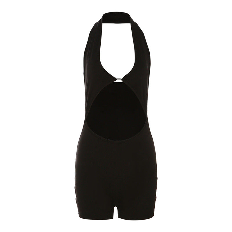 Autumn Winter Clothing Halter Backless Slim Fit Hollow Out Cutout Leggings Jumpsuit for