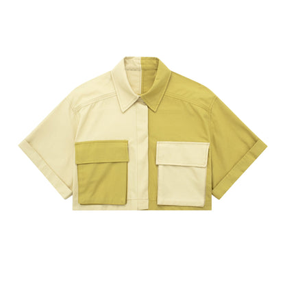 Patchwork Trench Coat Fabric Short Shirt Patchwork Skirt Pocket Decoration Skinny Pant Suit