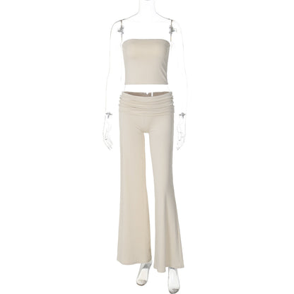 Clothing Autumn Color Tube Top Top Flared Pants Slim Fit Suit
